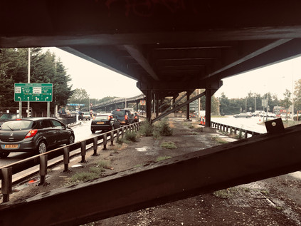 Under the flyover, Gallows Corner